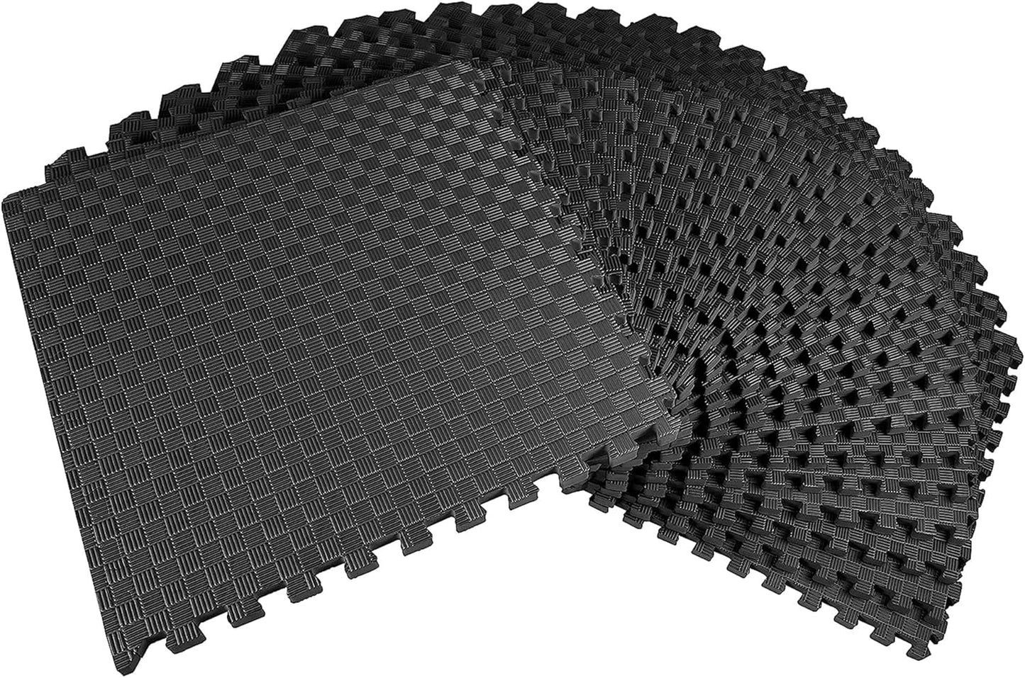 BalanceFrom Puzzle Exercise Mat 1" Thick, EVA Interlocking Foam Floor Tiles for Home Gym, Mat for Home Workout Equipment, Floor Padding for Kids, Black, 24 in x 24 in x 1 in, 24 Sq Ft - 6 Tiles