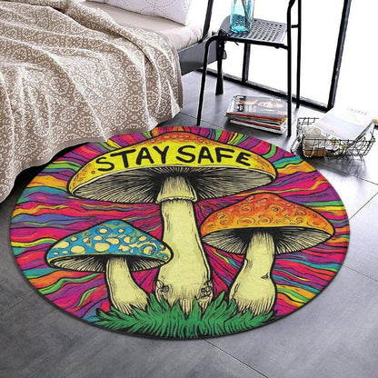 Home Decor Non Slip Kitchen Office Circle Rug, Machine Washable Modern Round Area Rug, Room Sofa Yoga Soft Round Carpet Purple Galaxy Trippy Space Astronaut Art, 36inch