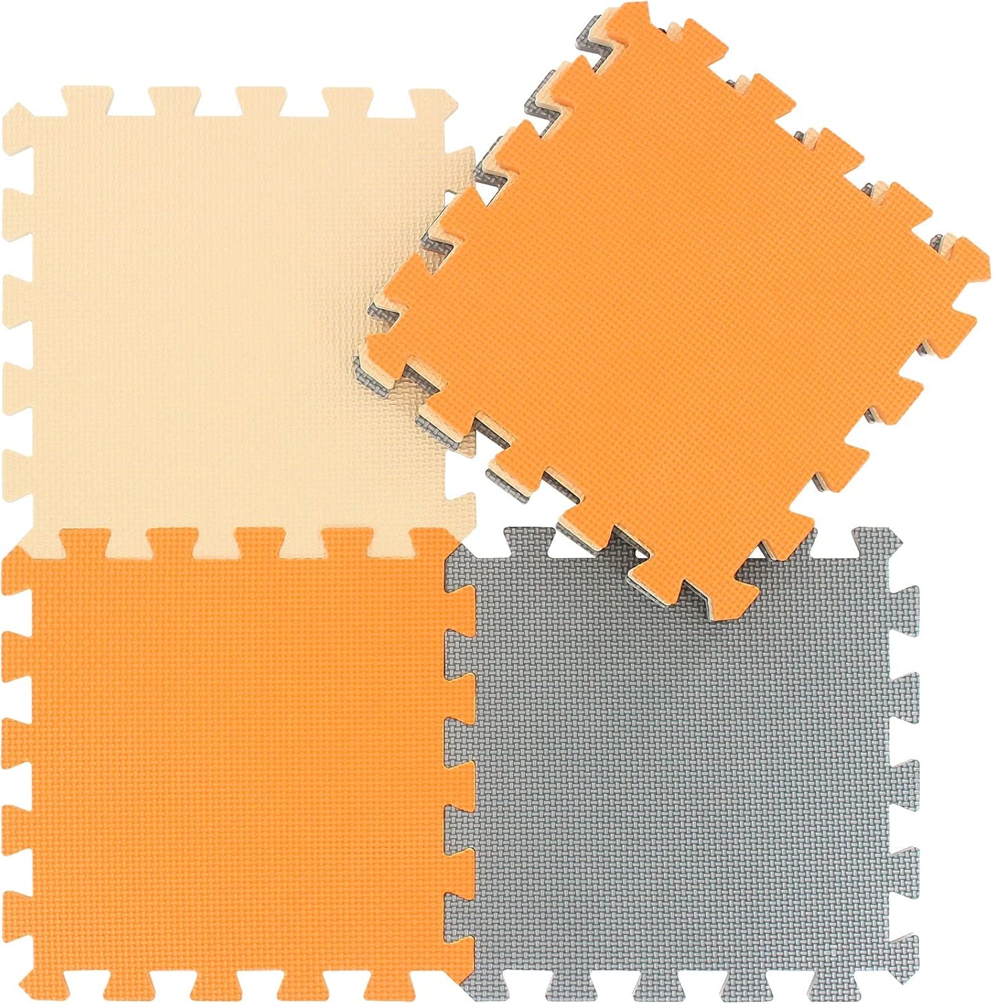 qqpp EVA Rubber 18 Tiles Interlocking Puzzle Foam Floor Mats - Baby Play Mat for Playing | Exercise Mat for Home Workout. White, Pink, Gray. QC-ACLb18N