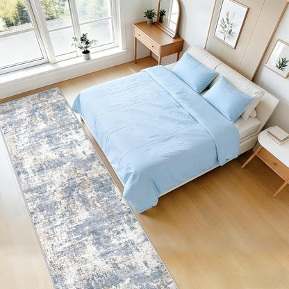 XLUEZ 8x10 Area Rugs for Living Room, Washable Modern Abstract Large Area Rug Neutral Soft Non Slip Kids Rug Stain Resistant Indoor Carpet for Bedroom Nursery Dining Children's Room(Blue, 8'x10')