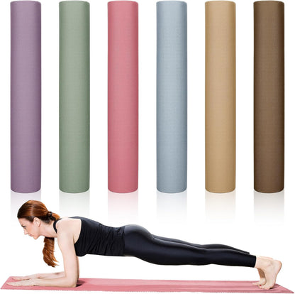Timgle 6 Pack Yoga Mats Bulk 68 x 24 Inches Non Slip Exercise Yoga Mat 4 mm Thick Anti Slip Tear Resistant Sports Gym for Fitness Stretching Home Workout and Studio