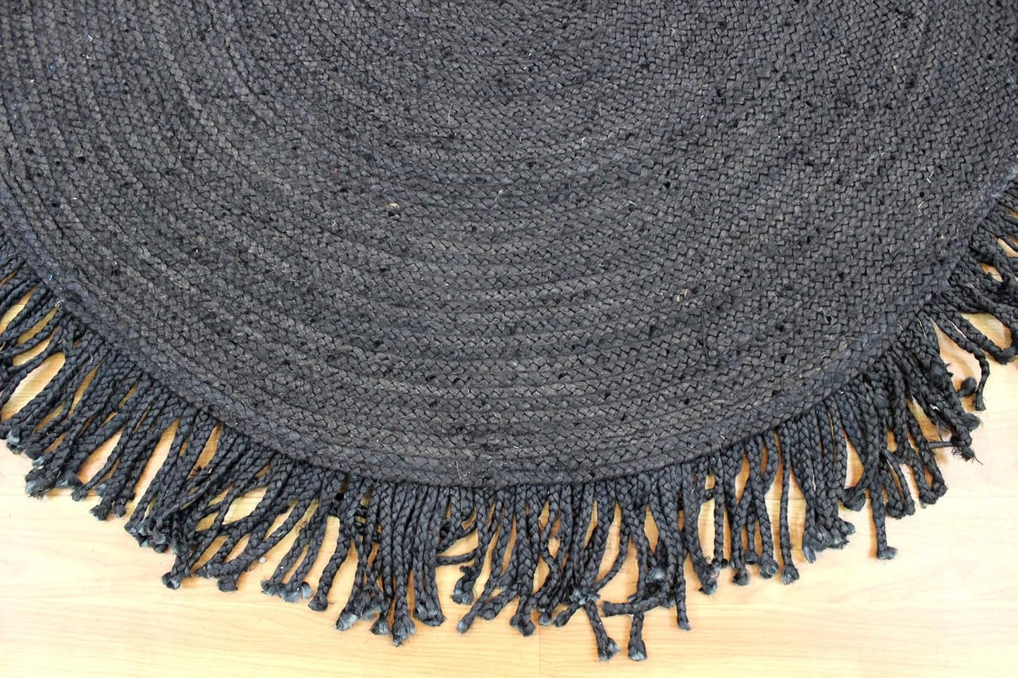 Collection Circle Area Rug - 3 x 3 Ft' Beige and Black Geometric Pettern Jute Mat Ideal for High Traffic Area in Hallway Bedroom Living Room Dining Room Kitchen Terrace Yoga Mat