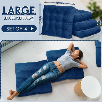 Jerify Floor Pillow Cushions Large Round Square Large Meditation Floor Pillow for Classroom Adult Meditation Picnic Party Seating Learning Daycare School(Square,Mixed Colors,4 Pcs)