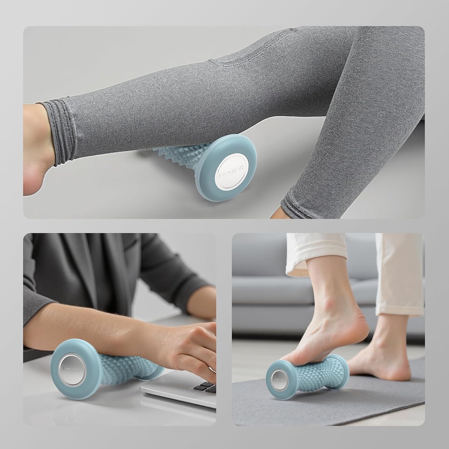 Foot Roller Massager for Plantar Fasciitis Relief, Portable Silent Deep Tissue Massager Tool for Arch and Heel Pain-Blue
