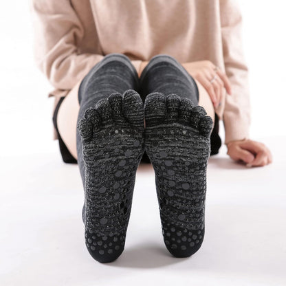 Verdancy Yoga Pilates Toe Socks - Toeless With Grips for Women, Non-Slip Cushioned Over Knee Thigh High