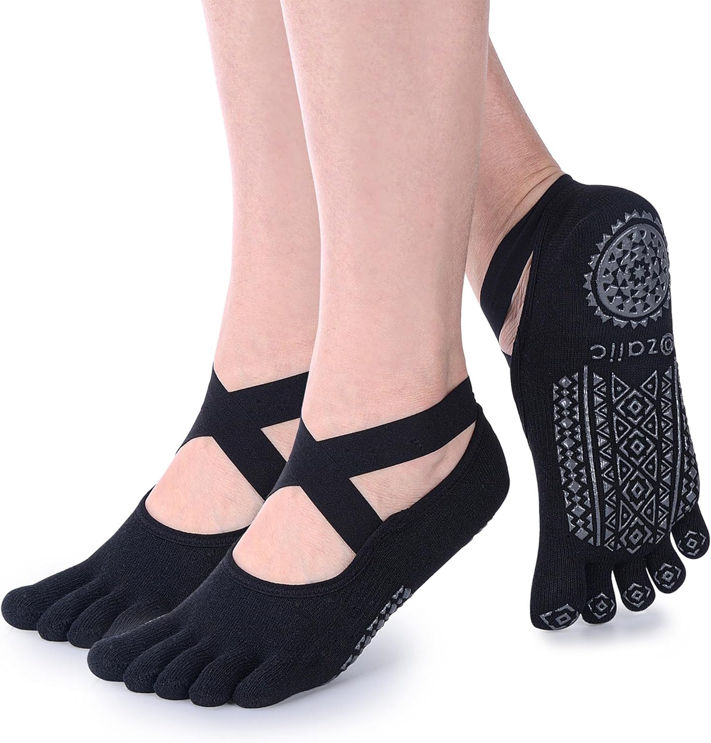 Ozaiic Yoga Socks for Women with Grips, Non-Slip Five Toe Socks for Pilates, Barre, Ballet, Fitness