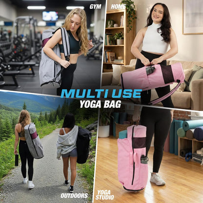 MAGNILAY Yoga Mat Bag - for Women and Men, Yoga Bag with Pockets and Adjustable Strap, Yoga Mat Carrier, Fits Mats Blocks and Yoga Accessories for Workouts, (32" L)