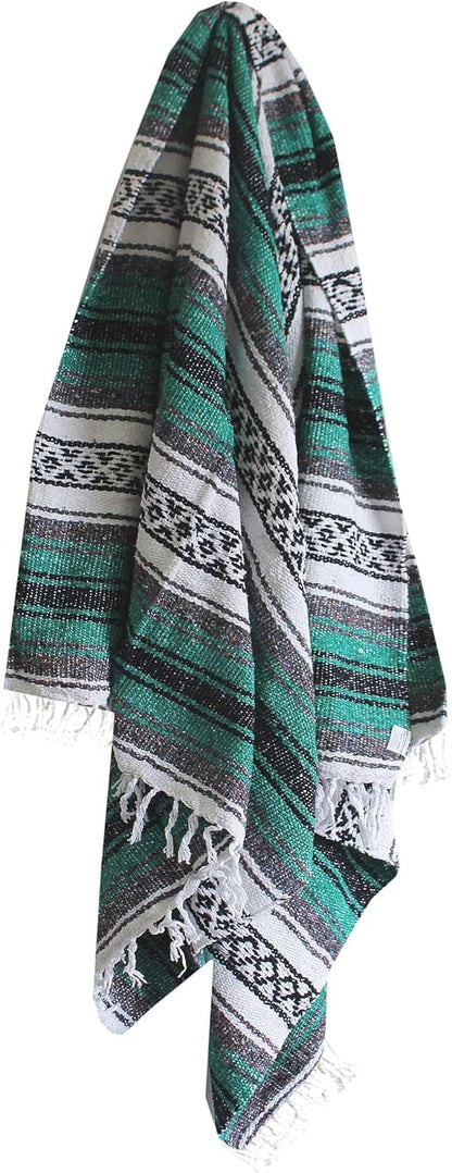 Del Mex Classic Mexican Blanket, Large Authentic Woven Falsa Throw (70"x50"), Artisan Southwest Décor for Beach, Yoga, Outdoors (Lavender)