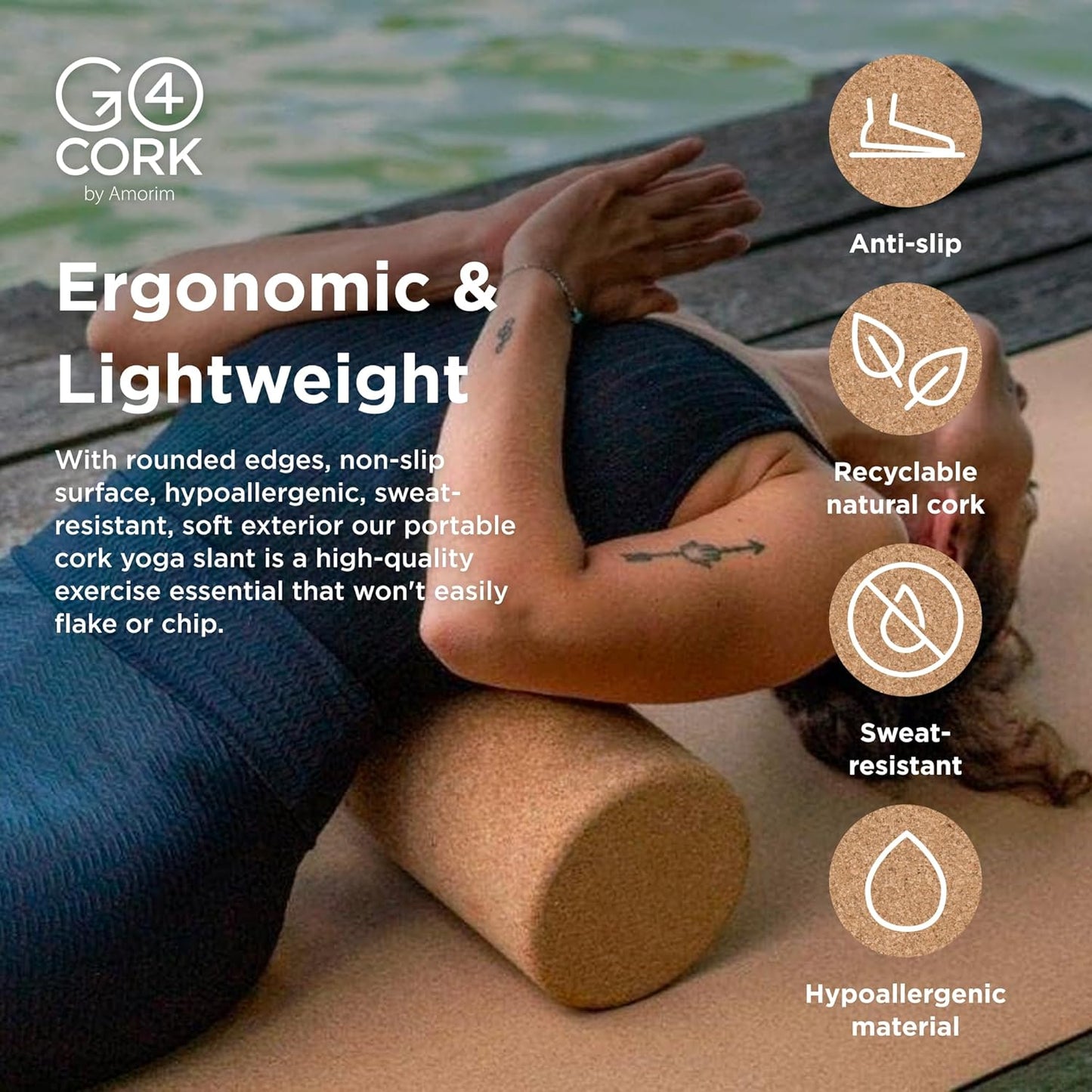 Go4Cork Cork Yoga Block for Yoga, Pilates & Meditation | Non-Slip, Hypoallergenic, Sustainable, Non-Toxic Yoga Block