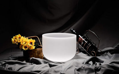 TOPFUND F Note Crystal Singing Bowl 10 inch Heart Chakra with Heavy Duty Carrying Case and Suede Mallet