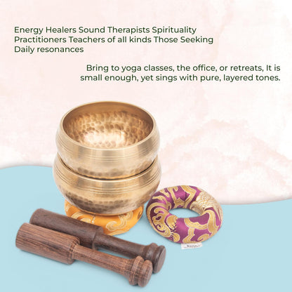 Tibetan Singing Bowl Set - Authentic Cuencos Tibetanos for Sound Healing, Meditation & Chakra Balancing - Includes Cushion, Mallet-Unique Spiritual Gifts for Women and Men (7 Chakra Hand Hammered Set)