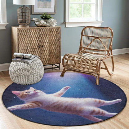 Large Home Decor Mat, Soft Round Yoga Carpet, Non Slip Machine Washable Home Office Circle Rug Gothic Witchy Sun Moon Mushroom Moth