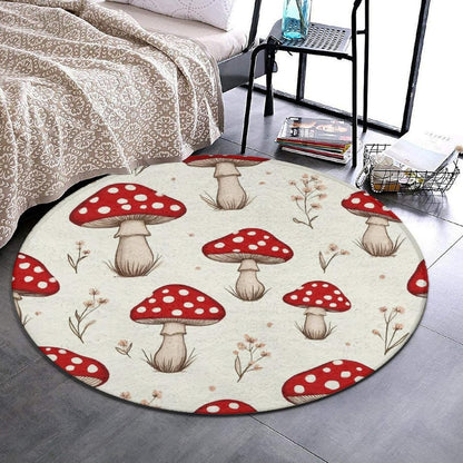 Large Home Decor Mat, Soft Round Yoga Carpet, Non Slip Machine Washable Home Office Circle Rug Gothic Witchy Sun Moon Mushroom Moth