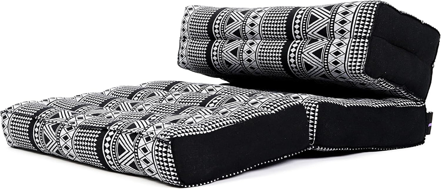 Leewadee Foldable Floor Mattress – 2 in 1 Floor Meditation Mat for Yoga and Relaxation, Seating Futon with Kapok