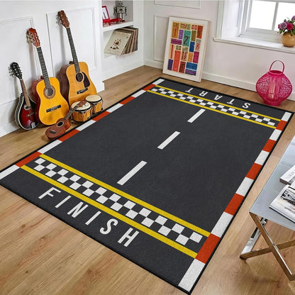 Sports Field Area Rug,5x7ft, Soccer Field Chalked Blackboard Football Stadium Board Painted Non-Slip Soft Carpet Floor Mat Indoor Living Room Bedroom Rugs Yoga Mat Home Decor