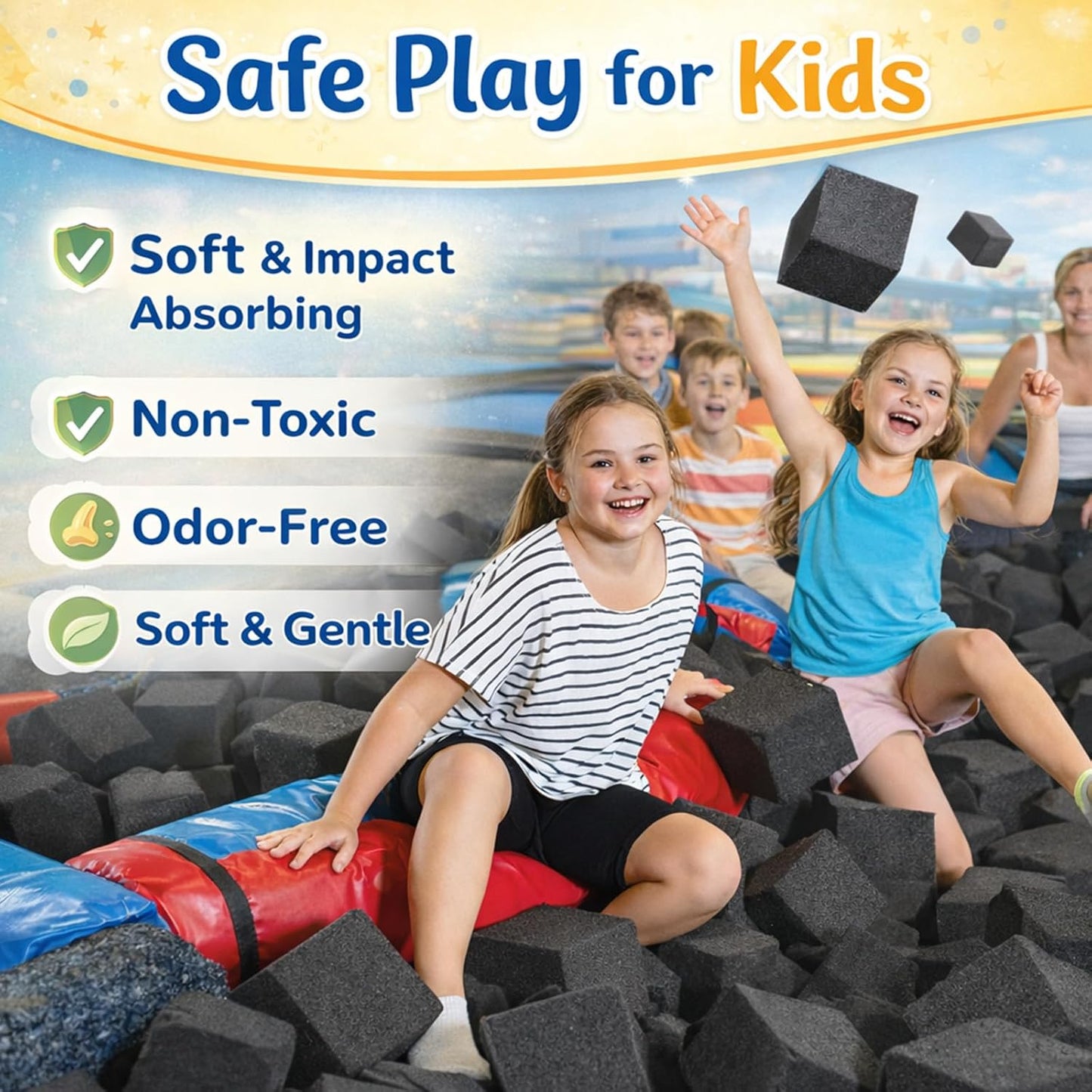 Treela Foam Pit Blocks, Foam Gym Cubes, 4 x 4 x 4 in Protective Trampoline Padding for Gymnastics, Parkour Courses, Trampoline Arenas, BMX