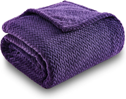 NEWCOSPLAY Super Soft Throw Blanket Light Purple Premium Silky Flannel Fleece Leaves Pattern Lightweight Bed Blanket All Season Use (Light Purple, Throw(50"x60")) - Colors A