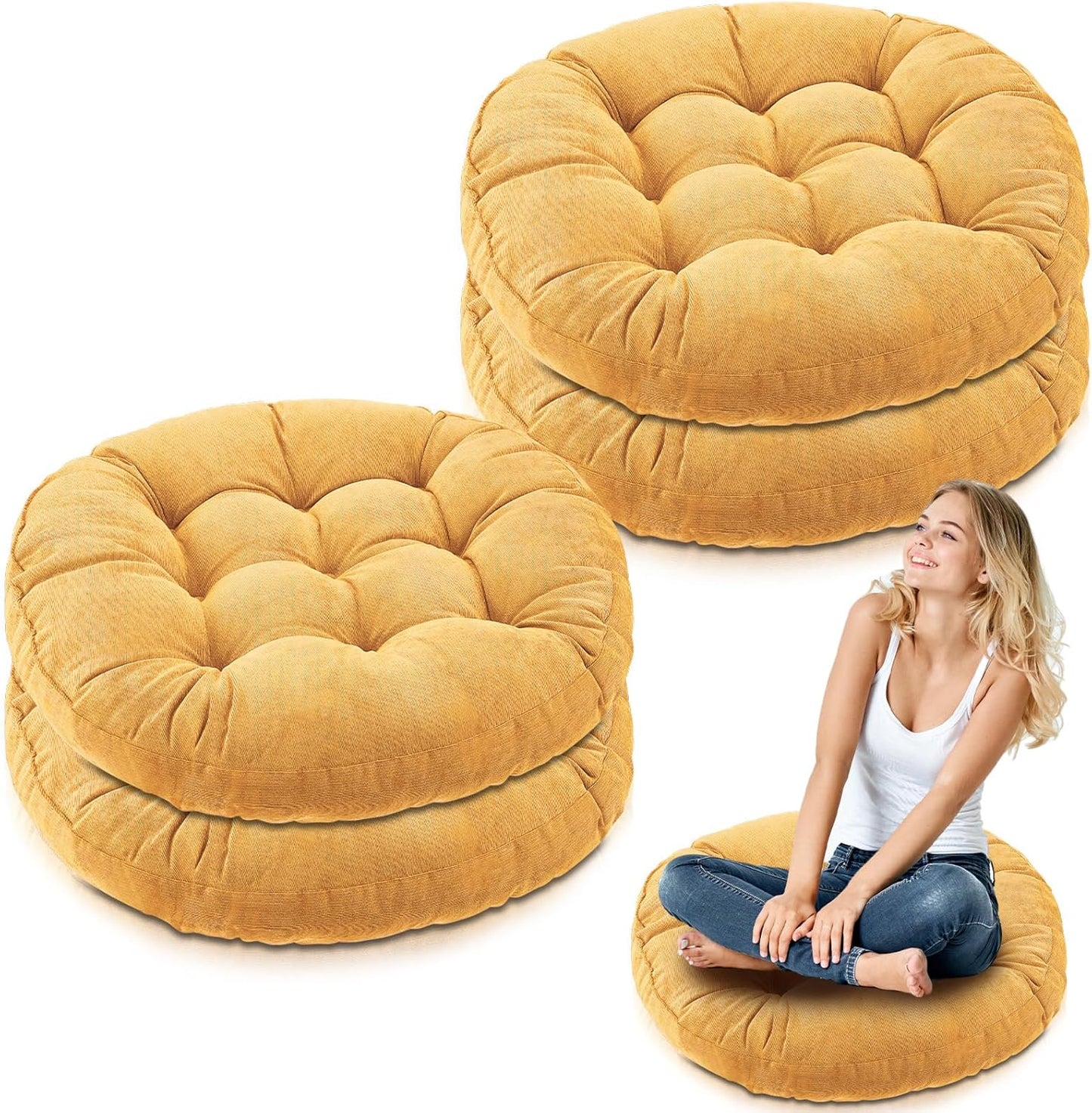 Jerify Floor Pillow Cushions Large Round Square Large Meditation Floor Pillow for Classroom Adult Meditation Picnic Party Seating Learning Daycare School(Square,Mixed Colors,4 Pcs)