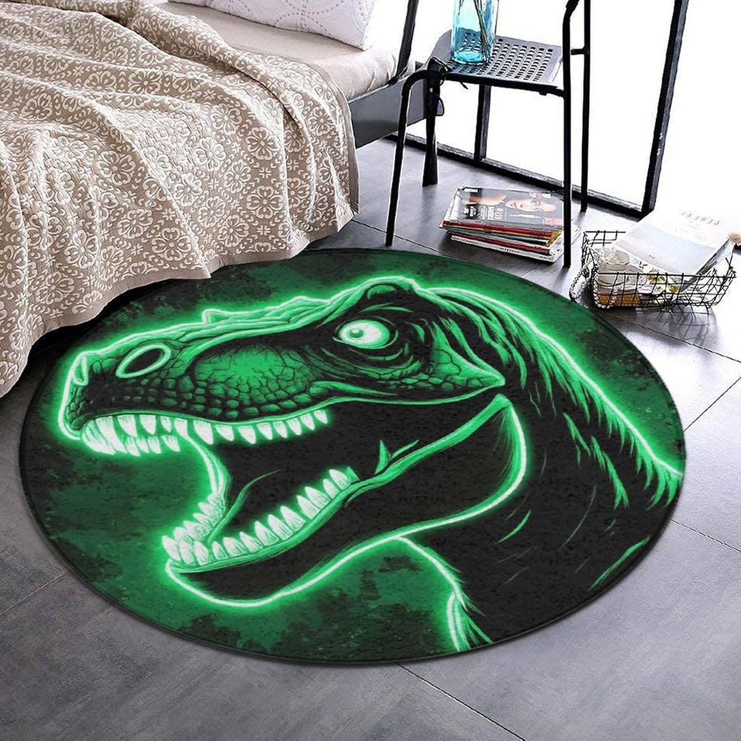 Large Home Decor Mat, Soft Round Yoga Carpet, Non Slip Machine Washable Home Office Circle Rug Gothic Witchy Sun Moon Mushroom Moth