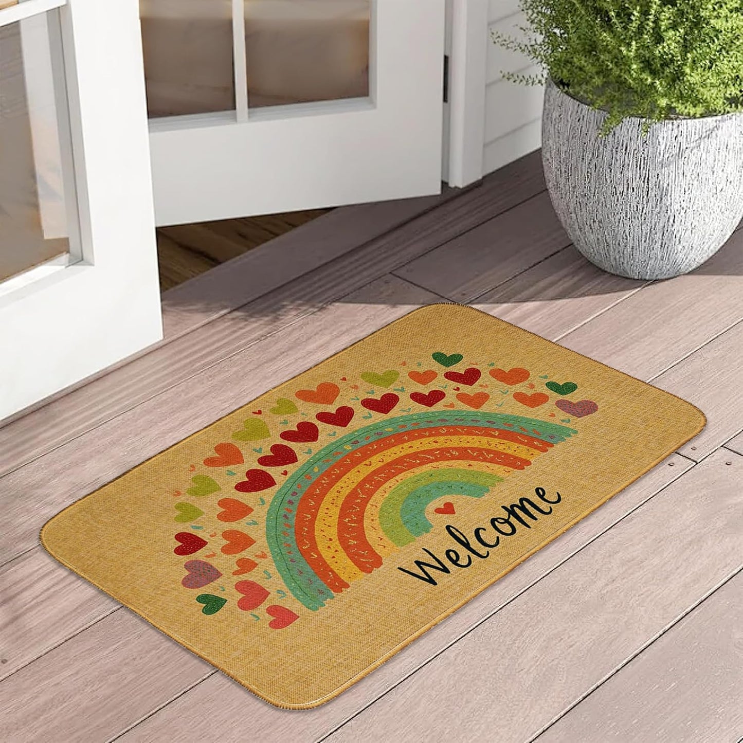 Doormat Yoga Frog Front Door Mat Indoor Outdoor Entrance,Pink Lotus Flower Door Mat Waterproof Low Profile All-Season,Easy Clean Patio Porch Entryway Floor Rug 17x29 Inch