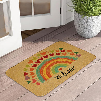 Doormat Yoga Frog Front Door Mat Indoor Outdoor Entrance,Pink Lotus Flower Door Mat Waterproof Low Profile All-Season,Easy Clean Patio Porch Entryway Floor Rug 17x29 Inch