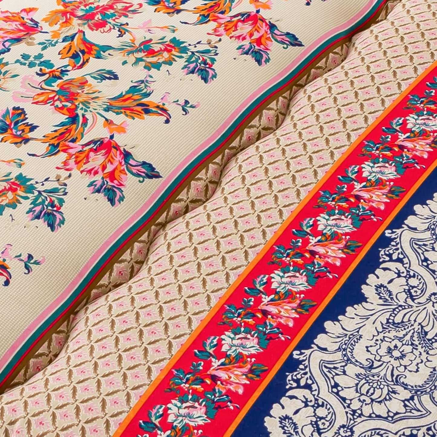 MAXYOYO Bohemian Retro Mattress Boho Floral Japanese Futon Mattress Tatami Floor Mat Foldable Portable Camping, Sleeping Pad, Lounger Couch Bed Full Size