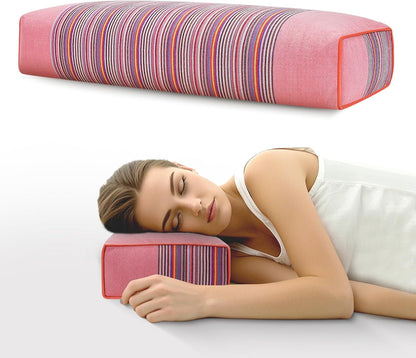 Adjustable Buckwheat Hull Pillow for Neck Pain Relief (21x8x4in) Natural Cooling Cervical Support Organic Pillow for Side & Back Sleepers with Night Sweats (Grey)
