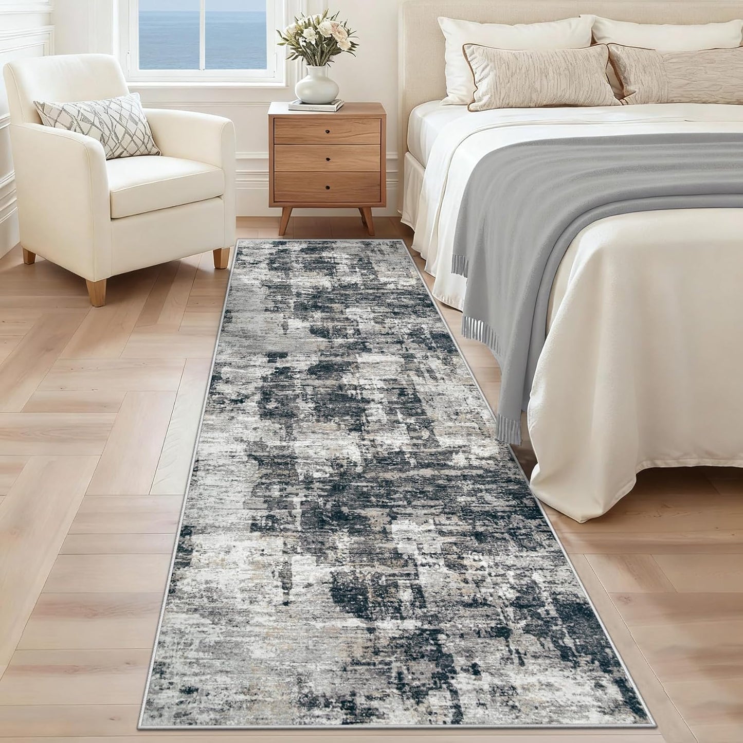 XLUEZ 8x10 Area Rugs for Living Room, Washable Modern Abstract Large Area Rug Neutral Soft Non Slip Kids Rug Stain Resistant Indoor Carpet for Bedroom Nursery Dining Children's Room(Blue, 8'x10')