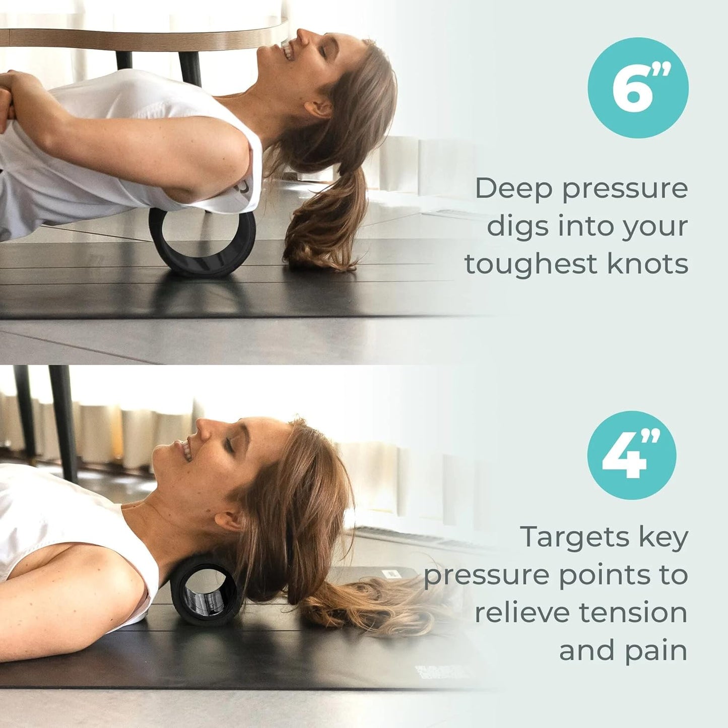 Chirp - Ultimate Back + Neck Bundle | 4-Pack Wheel Foam Roller Set for Back & Neck Pain Relief, Posture Corrector for Alignment & Support, 500lb Capacity, Includes Carrying Case, Mint