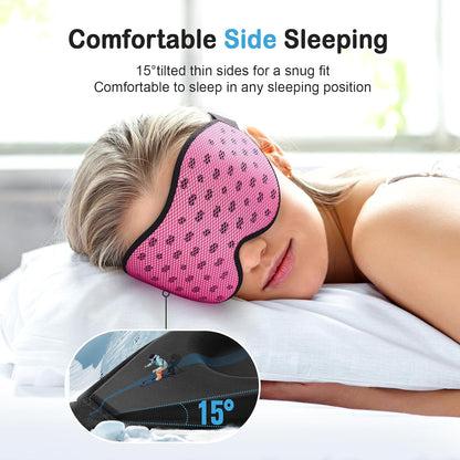 LitBear Breathable Sleep Mask, 3D Eye Mask Sleep for Side Sleepers Women Men, Light Blocking Sleeping Mask with Adjustable Strap, Soft Lightweight Eye Cover for Travel, Night Work, Nap, Office - Blue
