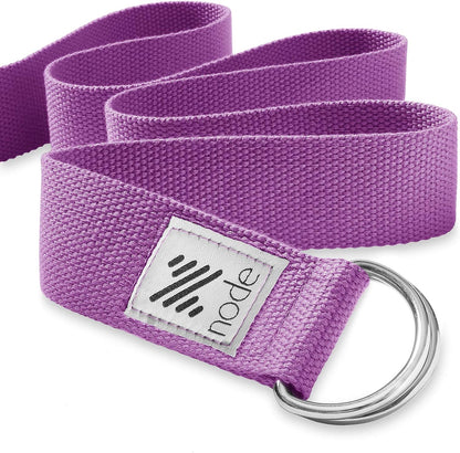 7-1/2' Yoga Strap for Stretching, Woven Cotton Blend Yoga Strap with Adjustable D-Ring Buckle for Exercise, Therapy and Fitness