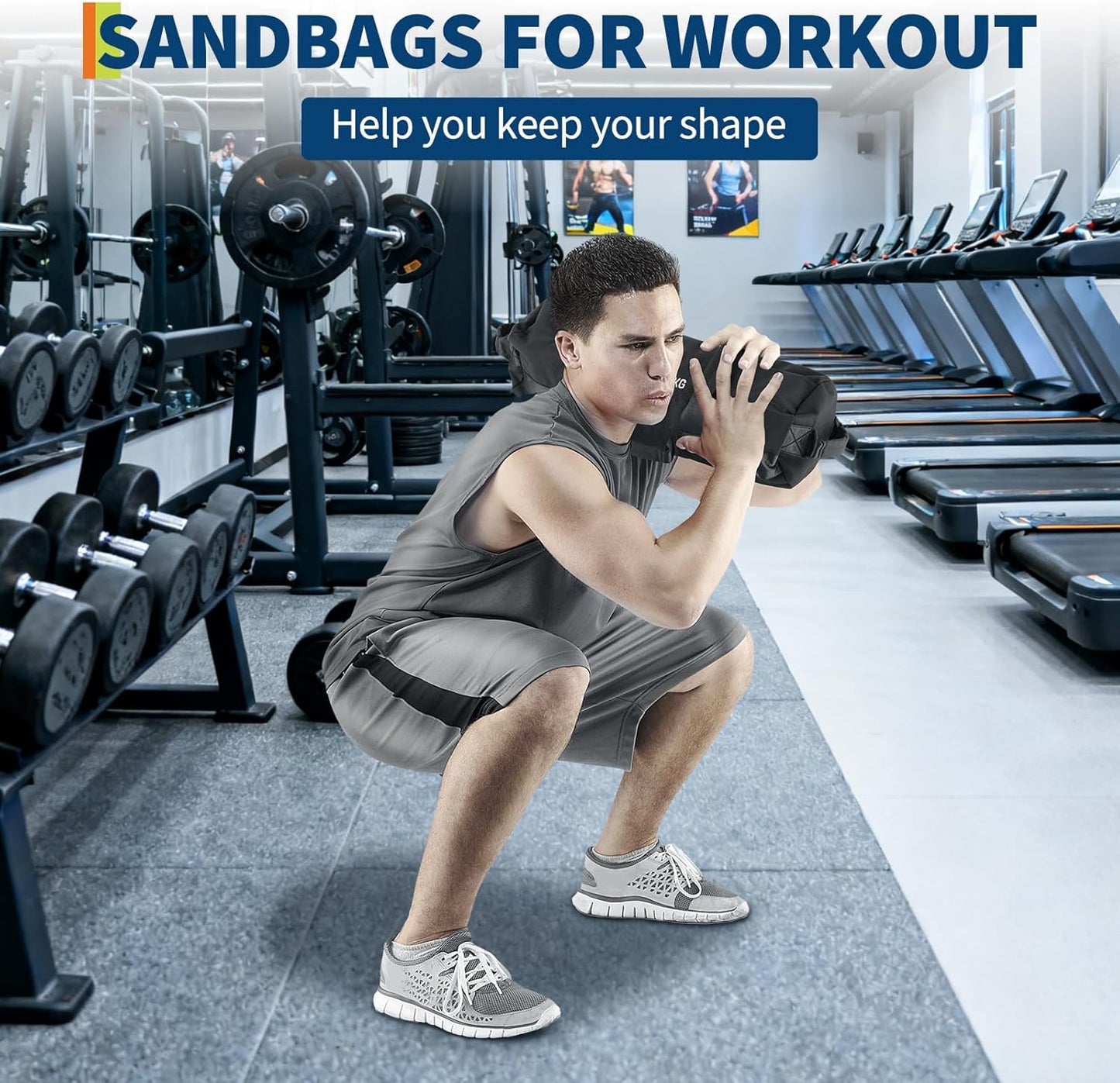 Adjustable Heavy-Duty Sandbag Set for Strength Training & Yoga – Durable Multi-Handle Fitness Equipment – Versatile Full-Body Workout – Includes Unfilled Inner Bag