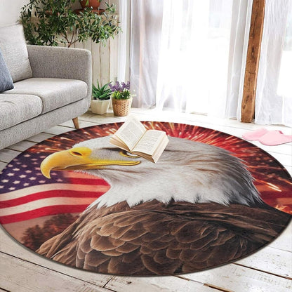 Machine Washable Modern Round Area Rug, Room Sofa Yoga Soft Round Carpet, Home Decor Non Slip Kitchen Office Circle Rug Union Jack Flag UK Mandala Art, 60inch