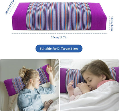 Adjustable Buckwheat Hull Pillow for Neck Pain Relief (21x8x4in) Natural Cooling Cervical Support Organic Pillow for Side & Back Sleepers with Night Sweats (Grey)