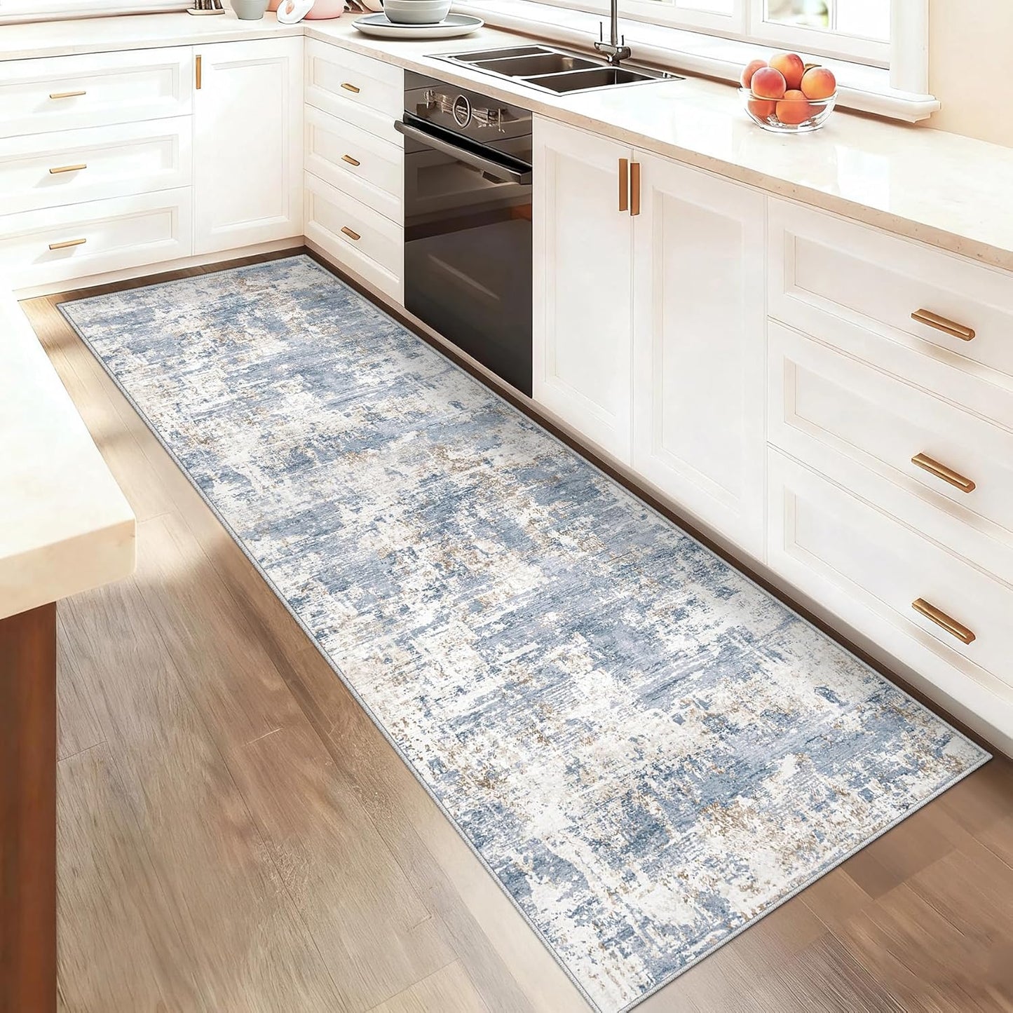 XLUEZ 8x10 Area Rugs for Living Room, Washable Modern Abstract Large Area Rug Neutral Soft Non Slip Kids Rug Stain Resistant Indoor Carpet for Bedroom Nursery Dining Children's Room(Blue, 8'x10')