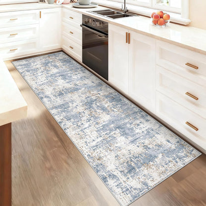 XLUEZ 8x10 Area Rugs for Living Room, Washable Modern Abstract Large Area Rug Neutral Soft Non Slip Kids Rug Stain Resistant Indoor Carpet for Bedroom Nursery Dining Children's Room(Blue, 8'x10')