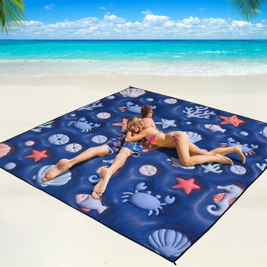 WIWIGO Beach Blanket Waterproof Sandproof Beach Mat 79" X 83"/10'x9'for 2-8 Adults Quick Drying Outdoor Picnic Mat Beach Accessories for Travel, Camping, Hiking - Colors A