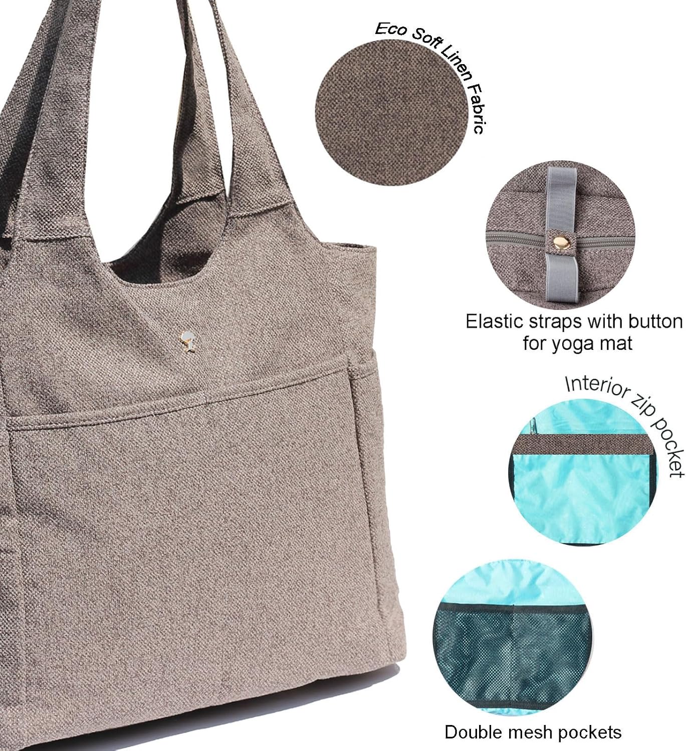 ESVAN Yoga Tote Bag Mat bag Women Shoulder Bags Carryall Tote for Travel Office Workout Gym Nurse Beach