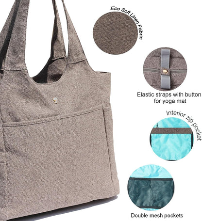 ESVAN Yoga Tote Bag Mat bag Women Shoulder Bags Carryall Tote for Travel Office Workout Gym Nurse Beach