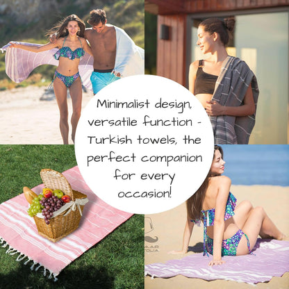 Bazaar Anatolia Turkish Beach Towel – 100% Cotton, Quick Dry, Lightweight and Sand Free – Perfect for Bathroom, Travel, Yoga, Camping, Oversized 71x39 inches - Diamond Black - Colors B