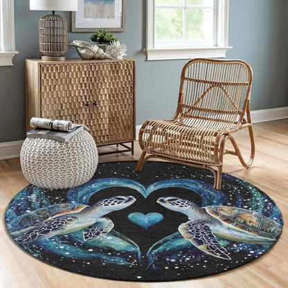 Room Sofa Yoga Soft Round Carpet, Home Decor Non Slip Kitchen Office Circle Rug, Machine Washable Modern Round Area Rug Beach Turtles, 60inch