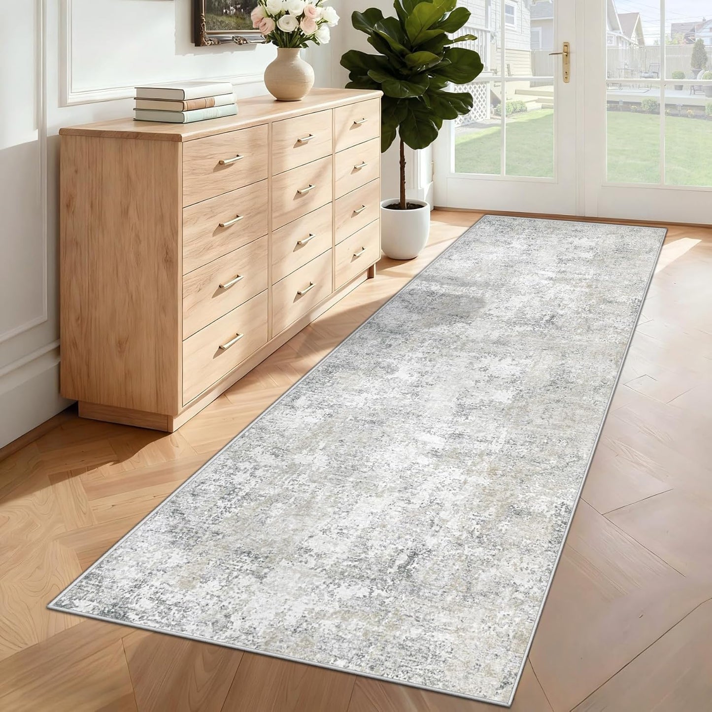 XLUEZ 8x10 Area Rugs for Living Room, Washable Modern Abstract Large Area Rug Neutral Soft Non Slip Kids Rug Stain Resistant Indoor Carpet for Bedroom Nursery Dining Children's Room(Blue, 8'x10')