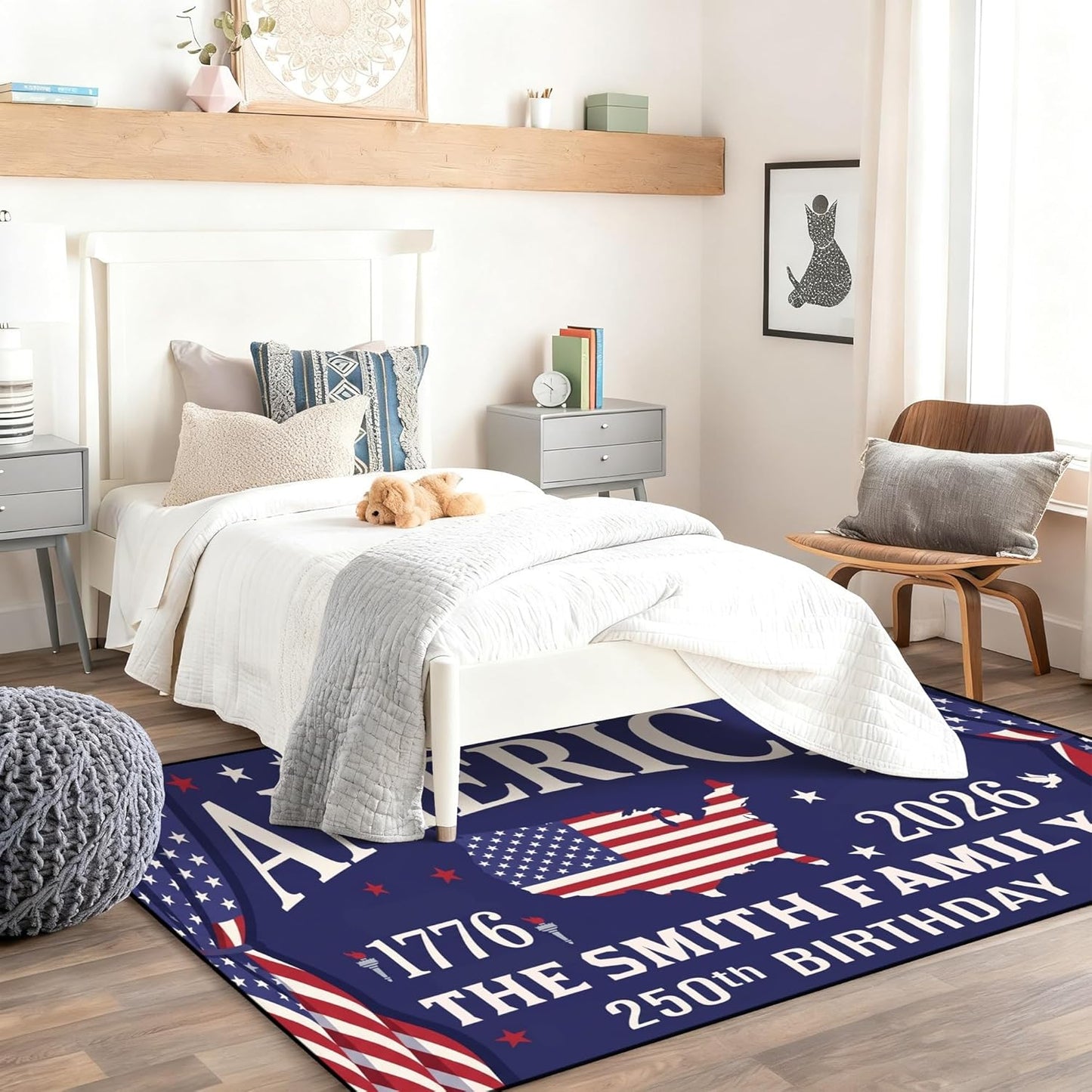 Personalized Family Name Initials Monogram Pink Rug, Shining Butterfly Printed Carpets for Girls Kids Butterfly Theme Living Room Indoor Bedroom Decor 5'×7' Soft Polyester Yoga Mat