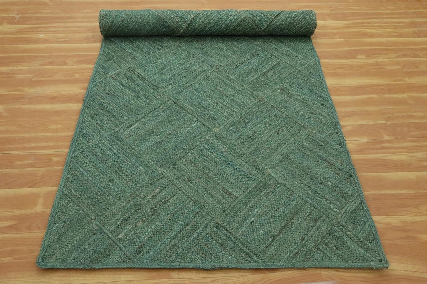 Hand Braided Jute 4 Ft Square Kilim Rug Flatweave Pink Geometric Pattern Jute Sisal Rug, Thick 0.27 Inch Indoor Outdoor Carpet for Kitchen, Bedside, Yoga Mat - Colors C