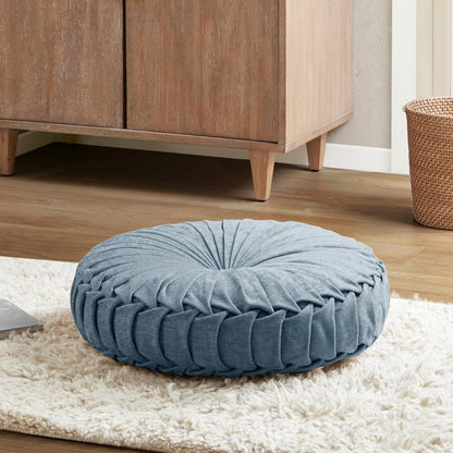 Intelligent Design Large Floor Pillow for Adults Yoga or Meditation Cushion with Handle, Floor Cushion for Board Games, Lustrous Chenille Tufted, Handsewn Scalloped Edge, Azza, 24" x 24" x 5" Yellow