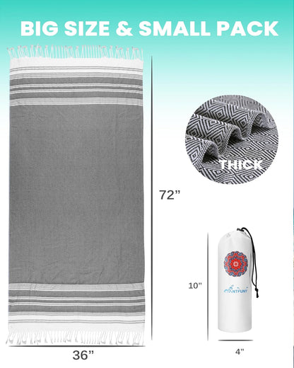 Antfuny Turkish Beach Towels Vacation Essentials Quick Dry Sand Free Oversized Bath Pool Swim Towel Extra Large XL Blanket Adult Travel Cruise Accessories Must Haves Clearance Stuff Necessities - Colors A