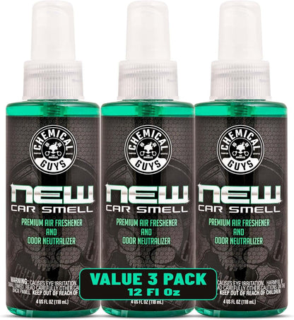 Chemical Guys New Car Smell Air Freshener and Premium Odor Eliminator Refreshes & Neutralizes Odors, Great Car Fresheners for Trucks, SUVs, RVs, and More - 16 oz