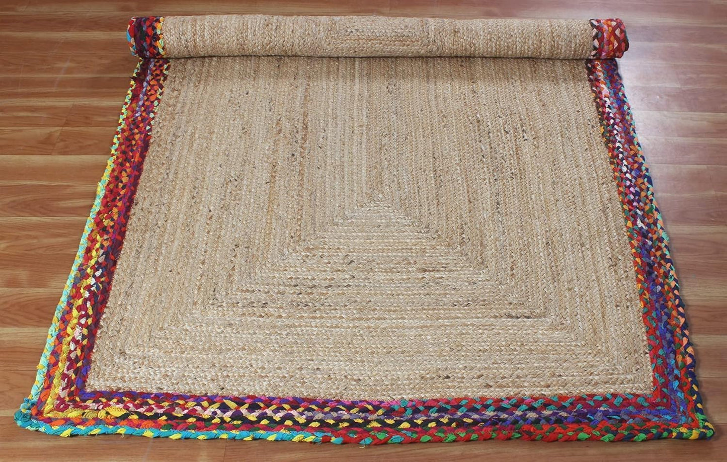Kilim Rug 3' Round Area Rug Olive Beige White Braided Jute Carpet, Indoor Outdoor Flatweave Rug for Bedroom, Bedside, Kitchen, Beach & Terrace Yoga Mat - Colors A