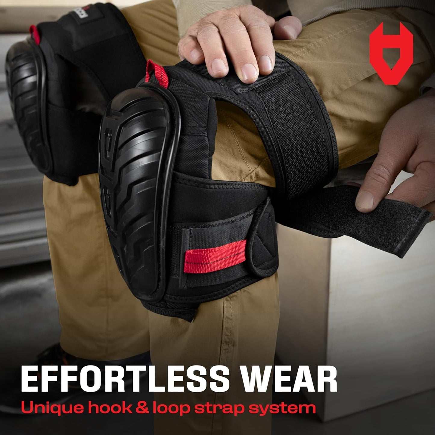NoCry Professional Work Knee Pads for Men Construction with Ankle Support and Heavy Duty Anti-Slip Cap — Foam Cushion and Extra Thick Gel Padding — Reinforced Thigh & Shin Straps