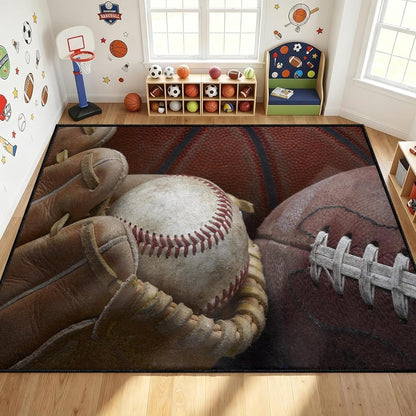 Sports Field Area Rug,5x7ft, Soccer Field Chalked Blackboard Football Stadium Board Painted Non-Slip Soft Carpet Floor Mat Indoor Living Room Bedroom Rugs Yoga Mat Home Decor